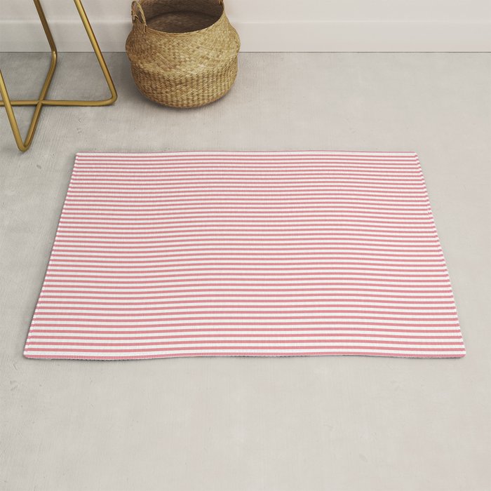 Fine Stripes Vertical Pattern Fresh Pink and White Rug Gallery Image 1