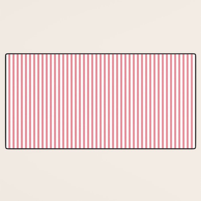 Fine Stripes Vertical Pattern Fresh Pink and White Desk Mat Gallery Image 3