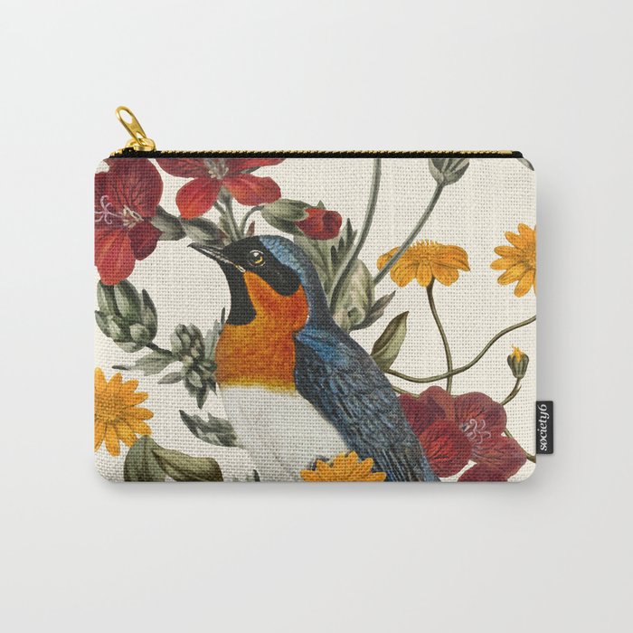 Little Bird and Flowers Carry All Pouch Gallery Image 1