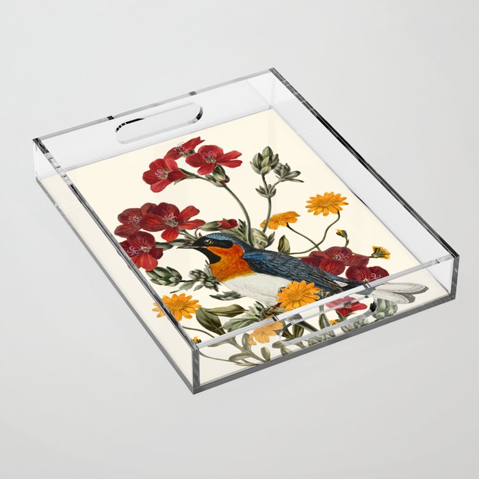 Little Bird and Flowers Acrylic Tray Gallery Image 1