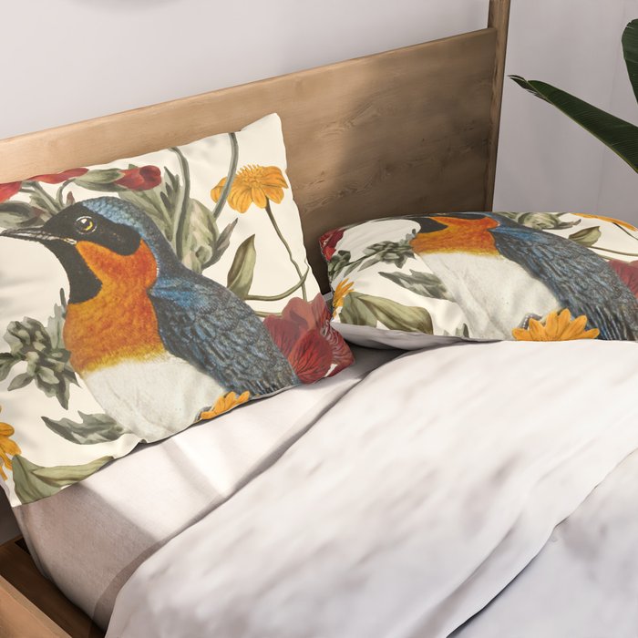 Little Bird and Flowers Pillow Sham Gallery Image 2