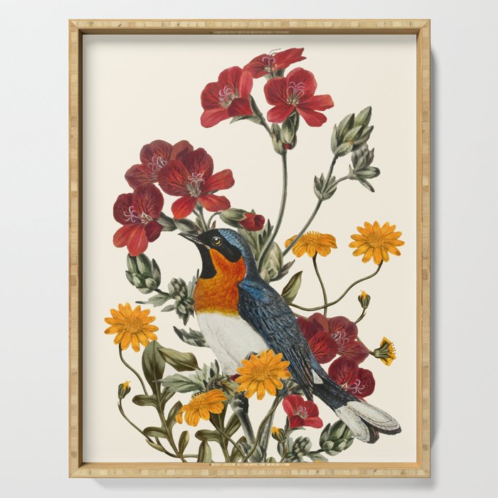 Little Bird and Flowers Serving Tray Gallery Image 1
