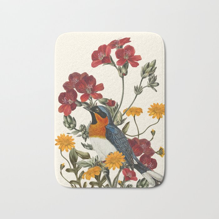 Little Bird and Flowers Bath Mat Gallery Image 1