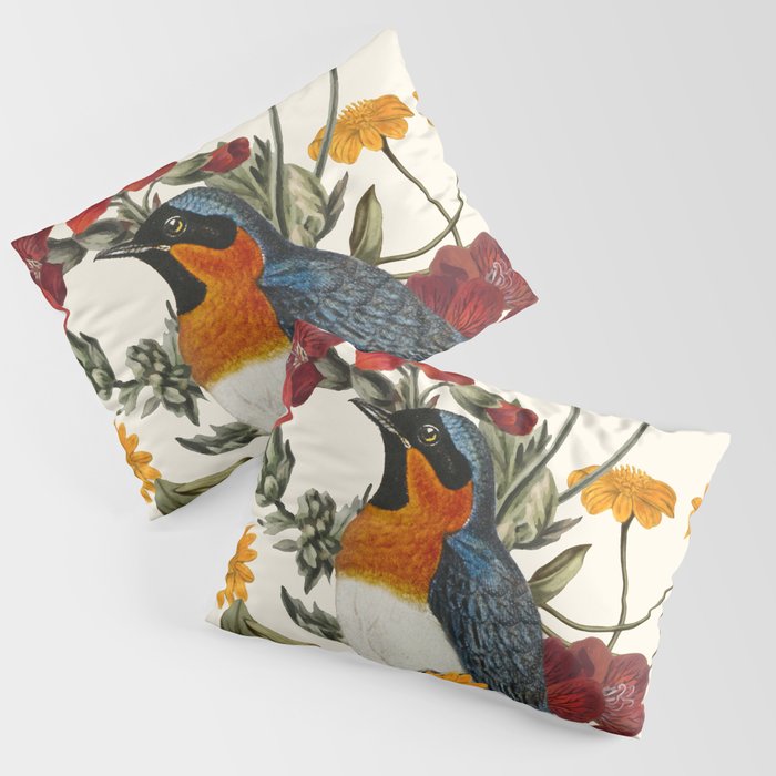 Little Bird and Flowers Pillow Sham Gallery Image 1