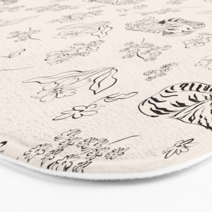 Tiger and Flower Line Art Bath Mat Gallery Image 3