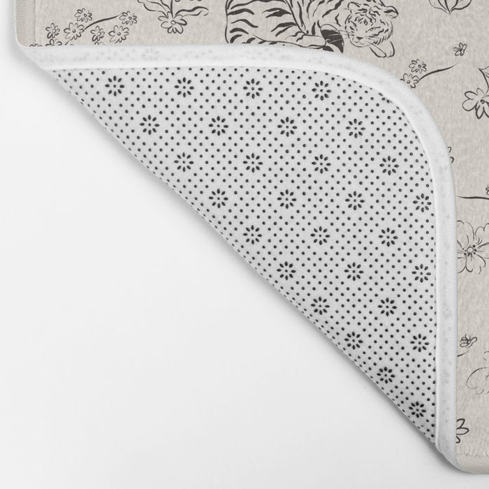 Tiger and Flower Line Art Bath Mat Gallery Image 2