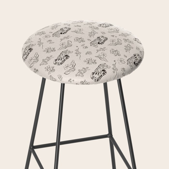 Tiger and Flower Line Art Stool Gallery Image 2
