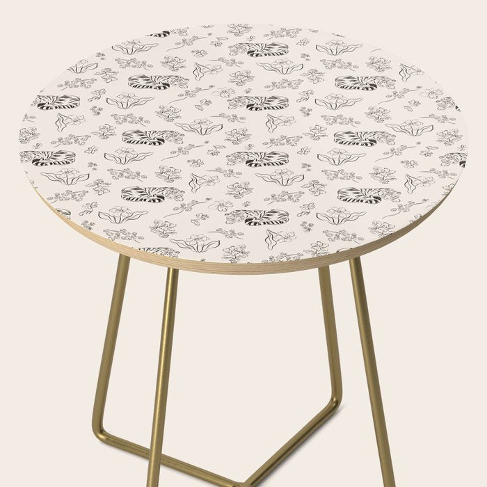 Tiger and Flower Line Art Side Table Gallery Image 2