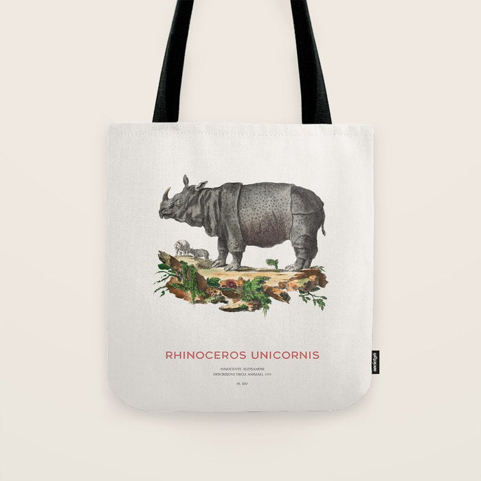 Indian Rhino Retro Art Tote Bag