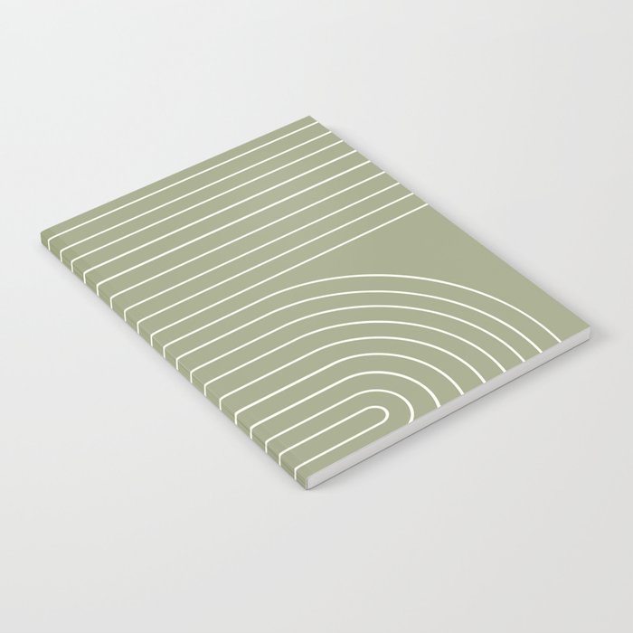 Minimal Line Curvature LXXXII Earthy Sage Green Mid Century Modern Arch Abstract Notebook Gallery Image 2