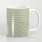 Minimal Line Curvature LXXXII Earthy Sage Green Mid Century Modern Arch Abstract Coffee Mug Gallery Image 1