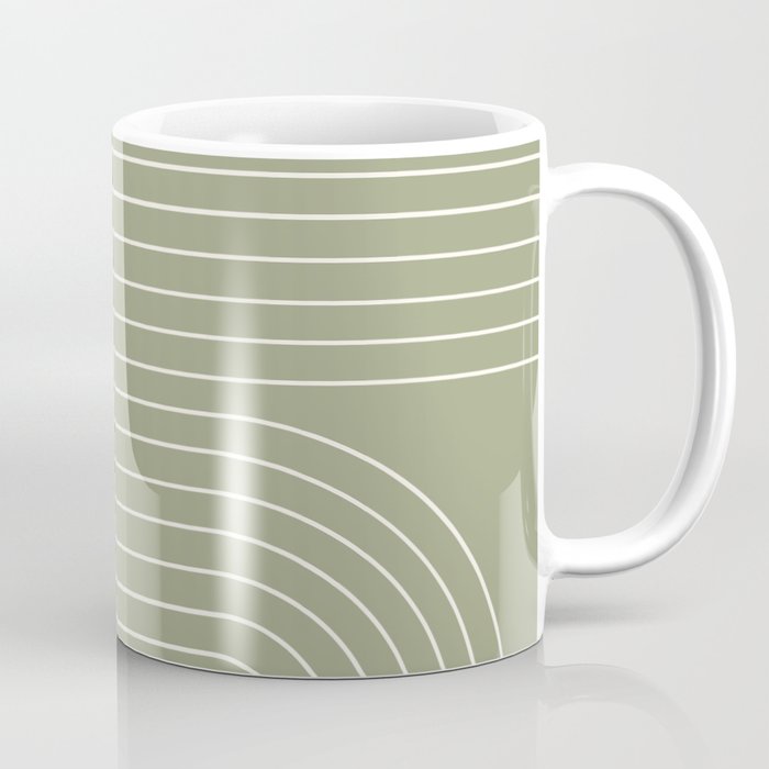 Minimal Line Curvature LXXXII Earthy Sage Green Mid Century Modern Arch Abstract Coffee Mug Gallery Image 1