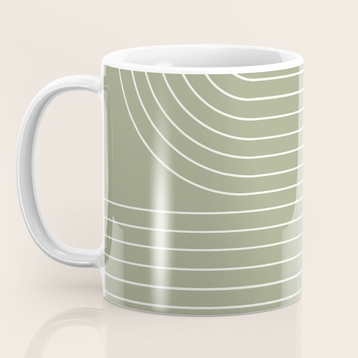Minimal Line Curvature LXXXII Earthy Sage Green Mid Century Modern Arch Abstract Coffee Mug Gallery Image 3