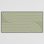 Minimal Line Curvature LXXXII Earthy Sage Green Mid Century Modern Arch Abstract Desk Mat Gallery Image 3
