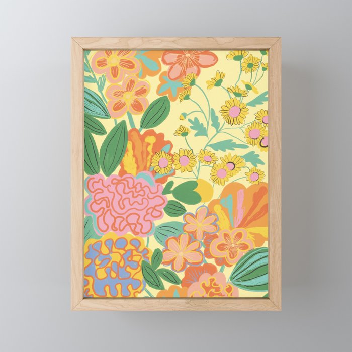 Yellow floral Mini Art Print Gallery Image 1