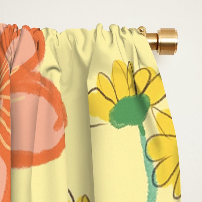 Yellow floral Window Curtain Gallery Image 2