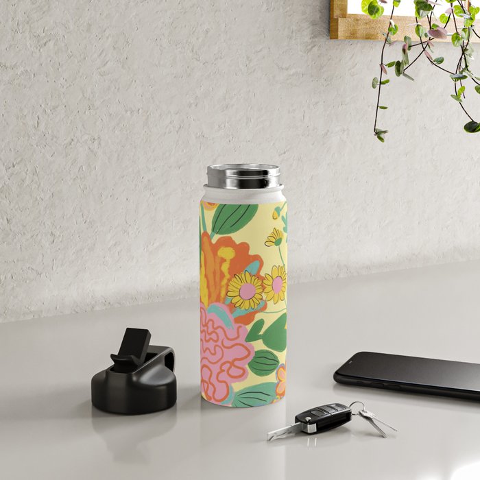 Yellow floral Water Bottle Gallery Image 4