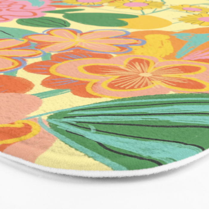 Yellow floral Bath Mat Gallery Image 3