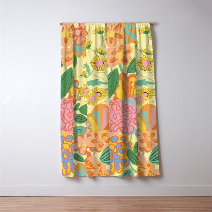 Yellow floral Window Curtain Gallery Image 3