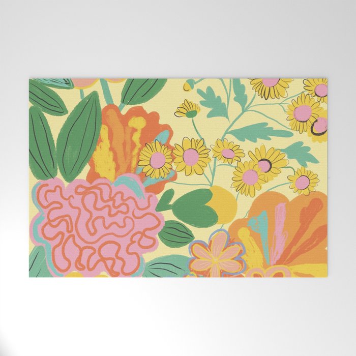 Yellow floral Welcome Mat Gallery Image 1