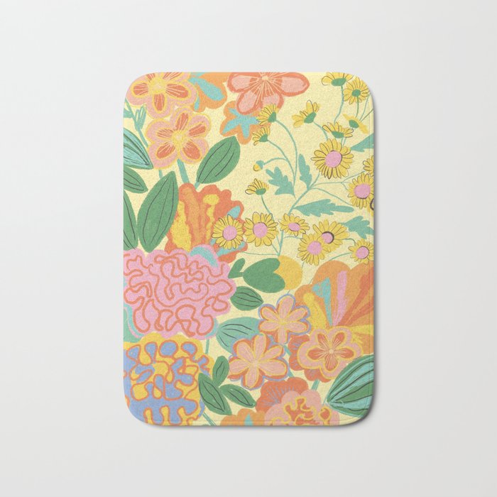 Yellow floral Bath Mat Gallery Image 1
