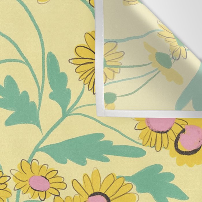 Yellow floral Wall Tapestry Gallery Image 3