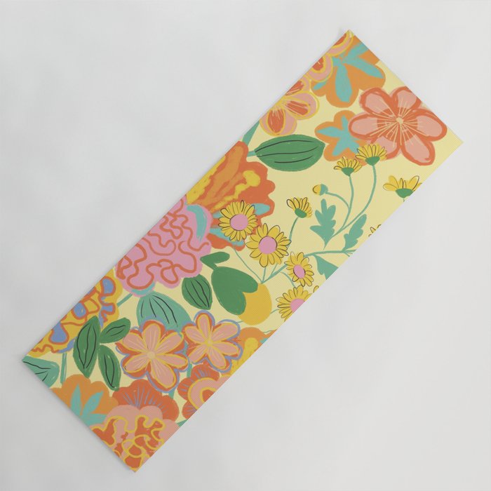 Yellow floral Yoga Mat Gallery Image 1