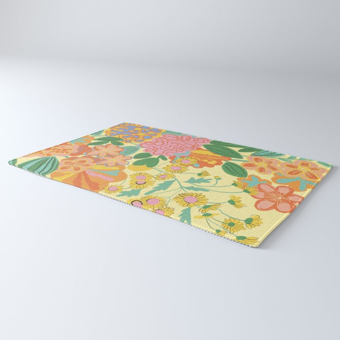 Yellow floral Rug Gallery Image 3