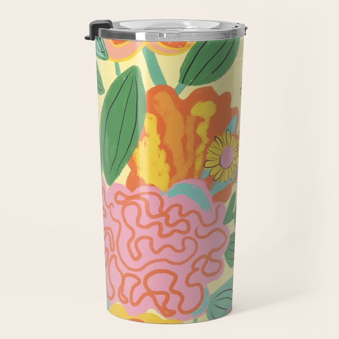 Yellow floral Travel Mug Gallery Image 3
