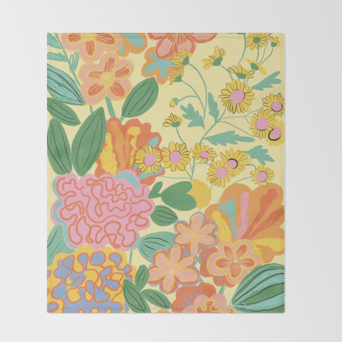 Yellow floral Throw Blanket Gallery Image 2