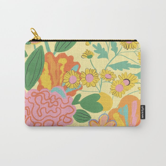 Yellow floral Carry All Pouch Gallery Image 1