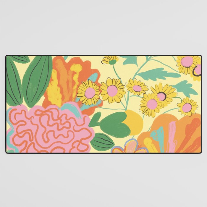 Yellow floral Desk Mat Gallery Image 3