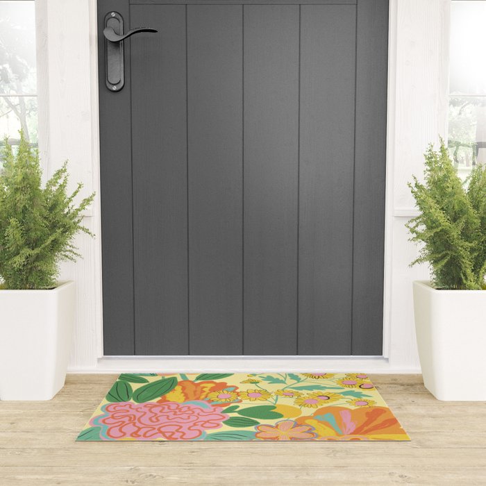 Yellow floral Welcome Mat Gallery Image 3