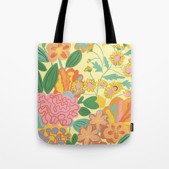 Yellow floral Tote Bag Gallery Image 1