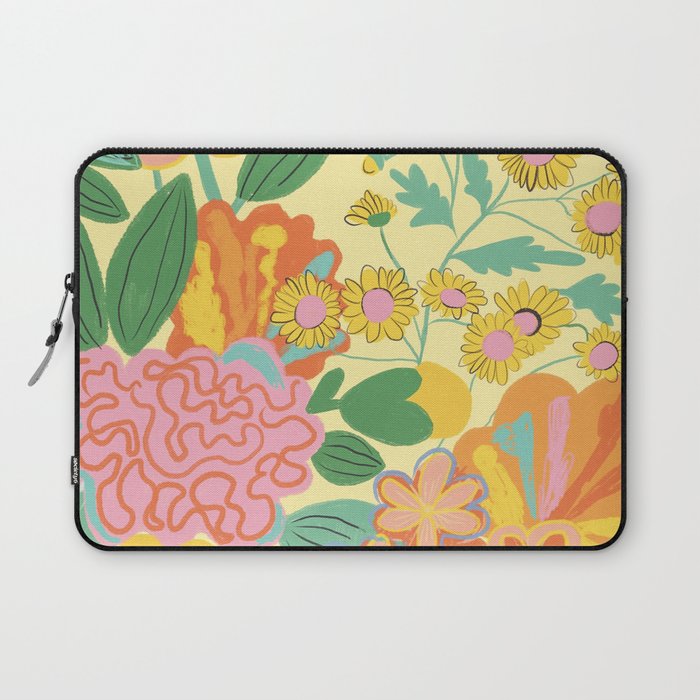 Yellow floral Laptop Sleeve Gallery Image 1