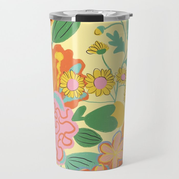 Yellow floral Travel Mug Gallery Image 1