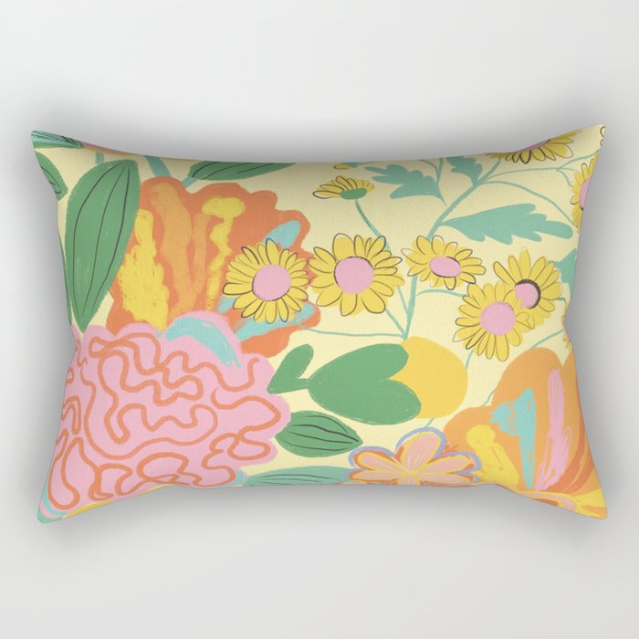 Yellow floral Rectangular Pillow Gallery Image 1
