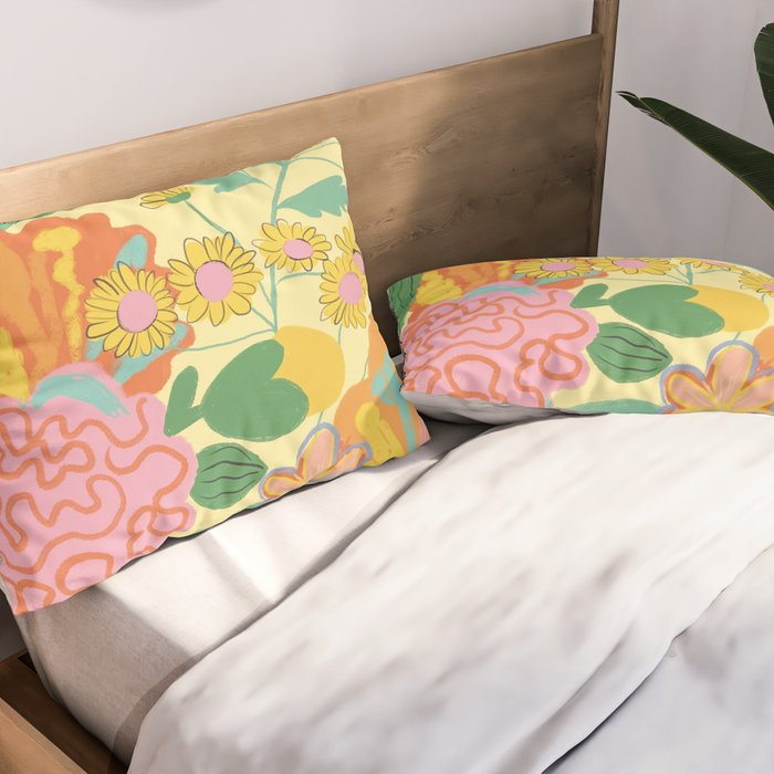 Yellow floral Pillow Sham Gallery Image 2