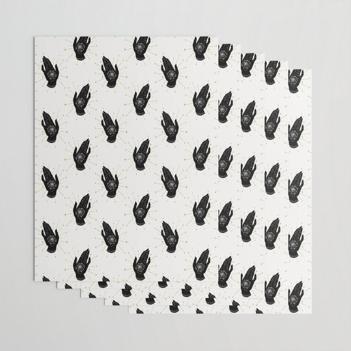 Mystic Hand with Eye - Black and Gold Ink Wrapping Paper Gallery Image 3