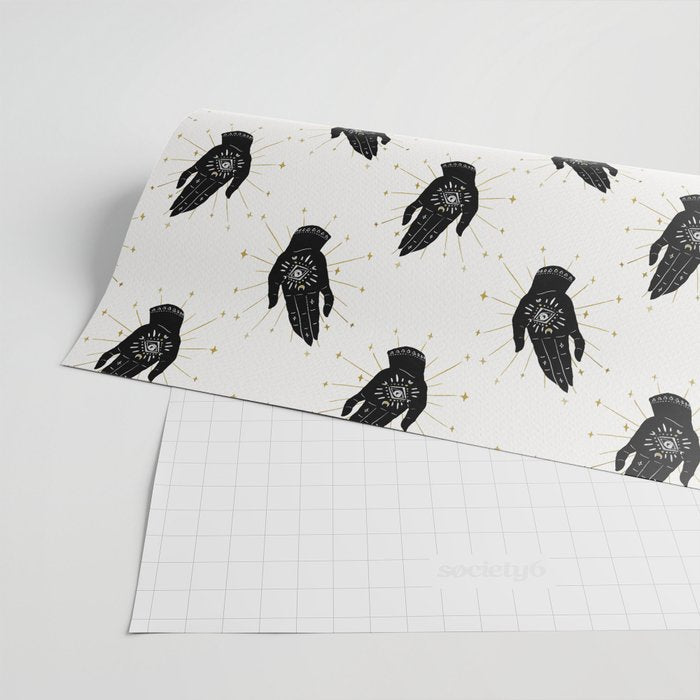 Mystic Hand with Eye - Black and Gold Ink Wrapping Paper Gallery Image 2