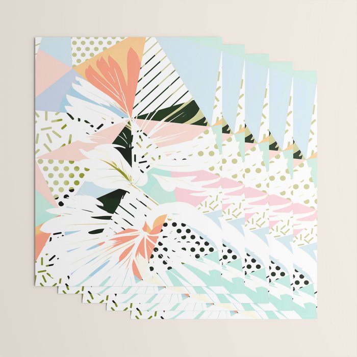 Monsterabstract, Abstract Tropical Nature Pastel Collage, Graphic Design Botanical Garden, Monstera Exotic Plants Geometric Shapes, Eclectic Bohemian Contemporary Color Story  Wrapping Paper Gallery Image 3