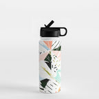 Monsterabstract, Abstract Tropical Nature Pastel Collage, Graphic Design Botanical Garden, Monstera Exotic Plants Geometric Shapes, Eclectic Bohemian Contemporary Color Story  Water Bottle Gallery Image 1