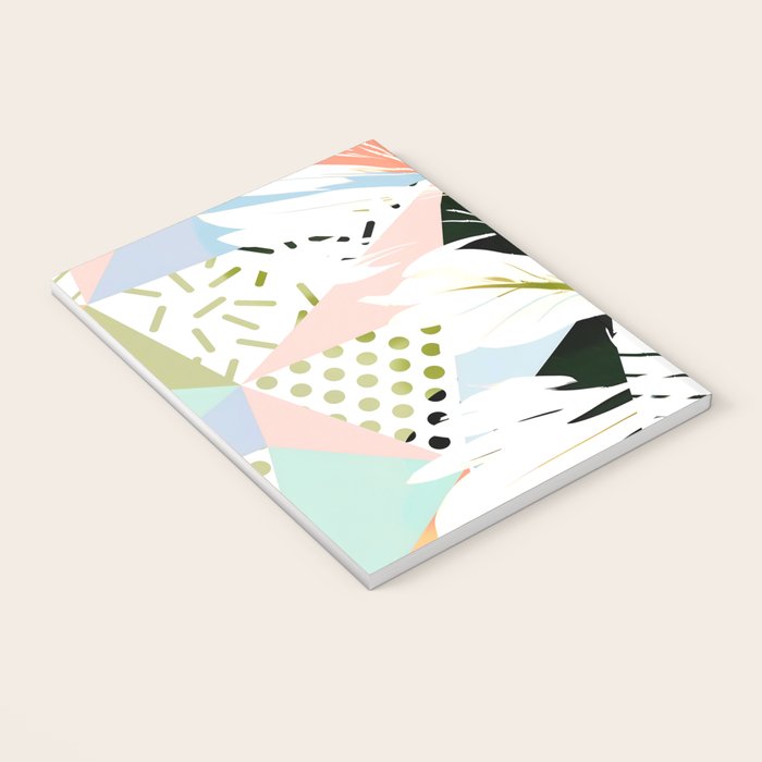 Monsterabstract, Abstract Tropical Nature Pastel Collage, Graphic Design Botanical Garden, Monstera Exotic Plants Geometric Shapes, Eclectic Bohemian Contemporary Color Story  Notebook Gallery Image 3