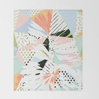 Monsterabstract, Abstract Tropical Nature Pastel Collage, Graphic Design Botanical Garden, Monstera Exotic Plants Geometric Shapes, Eclectic Bohemian Contemporary Color Story  Throw Blanket Gallery Image 2