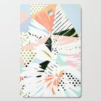 Monsterabstract, Abstract Tropical Nature Pastel Collage, Graphic Design Botanical Garden, Monstera Exotic Plants Geometric Shapes, Eclectic Bohemian Contemporary Color Story  Cutting Board Gallery Image 1