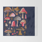 Mushroom Collection - Navy Throw Blanket Gallery Image 2