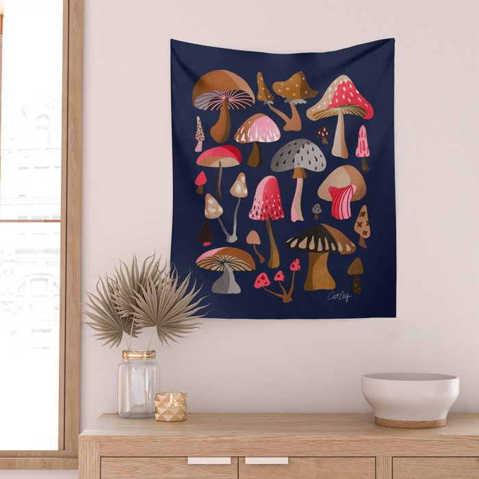 Mushroom Collection - Navy Wall Tapestry Gallery Image 2
