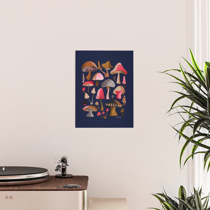 Mushroom Collection - Navy Poster Gallery Image 2