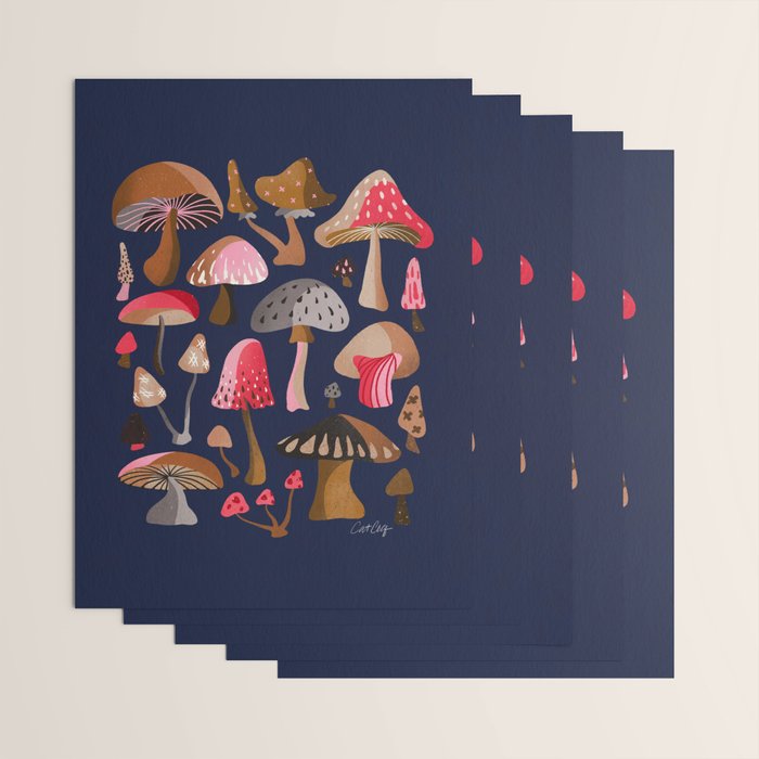 Mushroom Collection - Navy Wrapping Paper Gallery Image 3