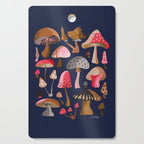 Mushroom Collection - Navy Cutting Board Gallery Image 1